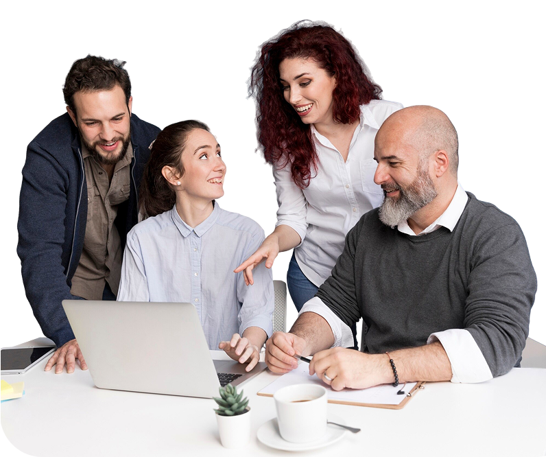 The Bespoke Book Publishing team reviewing a manuscript together