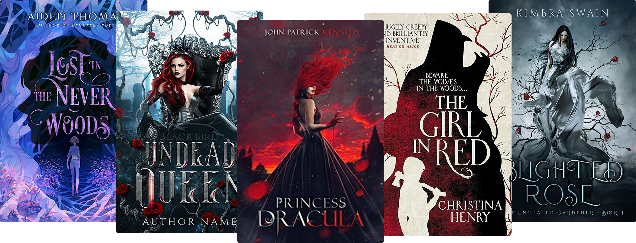 Lost in the Never Woods, Undead Queen, Princess Dracula, The Girl in Red, and Blighted Rose book covers